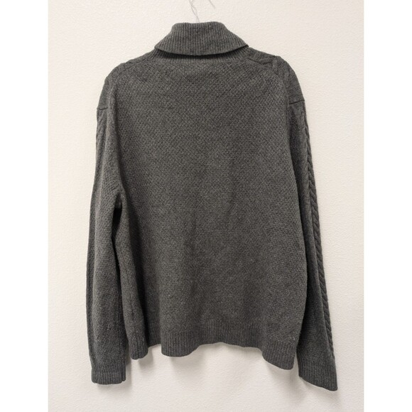 Banana Republic Gray Merino Wool Cable Knit Turtleneck Sweater sz XL Fisherman - Picture 6 of 9